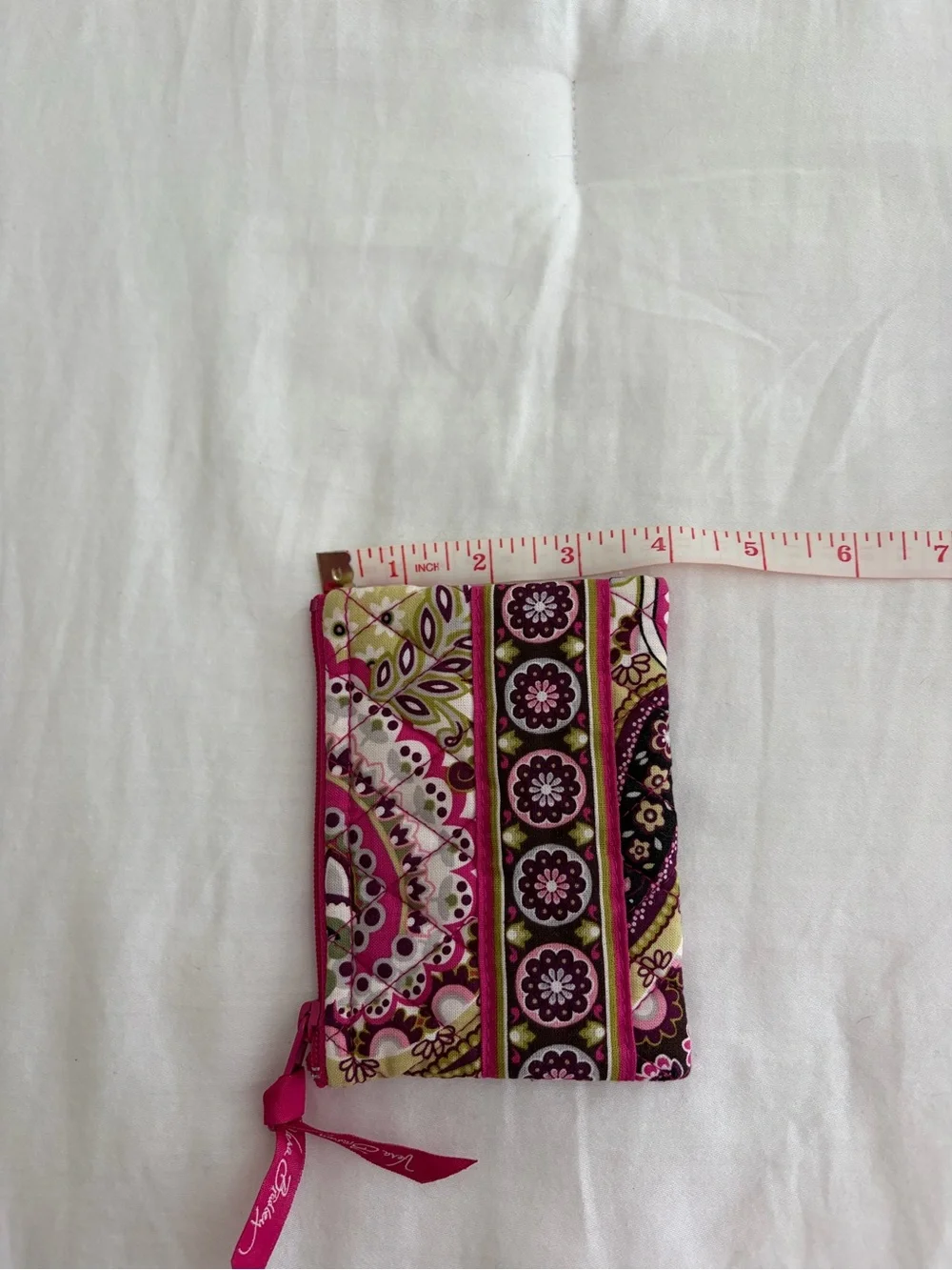 Vera Bradley Quilted Zip Pouch in Pink and Green Paisley